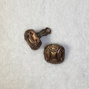 VINTAGE Copper Tone Square Clip-On Earrings – Mid-Century Style